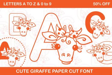 Giraffe Free Font – Cute Coloring Book Paper cut Style